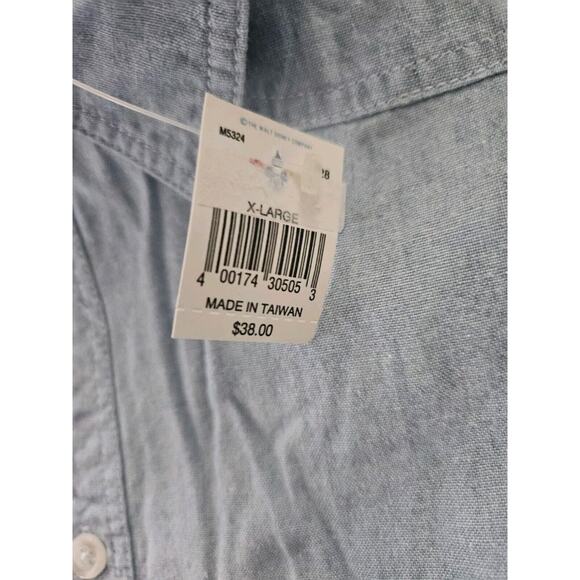 Vtg 90s Embroidered Mickey Inc Cotton Long Sleeve Jean Button Up Shirt Size XL - Picture 5 of 10